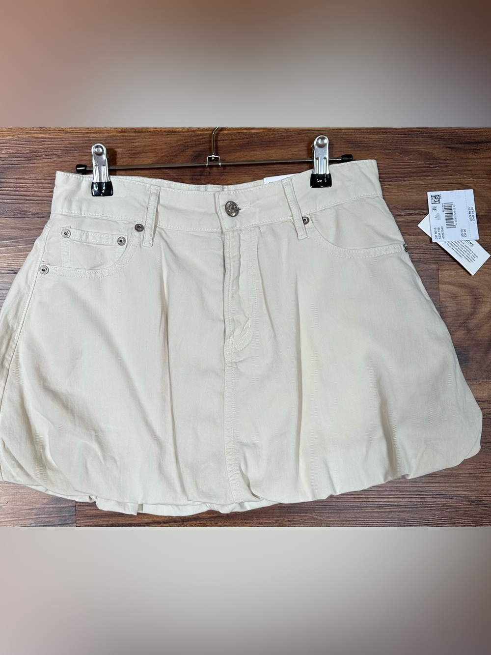American Eagle Outfitters Cream High-Waist Mini Skirt